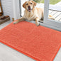 OLANLY Dog Door Mat for Muddy Paws 35x24, Absorbs Moisture and Dirt, Absorbent Non-Slip Washable Doormat, Quick Dry Chenille Mud Mat for Dogs, Entry Indoor Entryway Carpet for Inside Floor, Coral