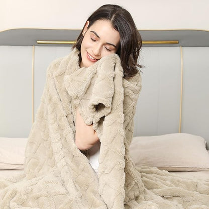 Aganear Blanket Queen Size - Fuzzy Cozy Soft Blanket for Couch, Sofa, Bed, Office, Decorative Present for All Seasons, Portable Throw Blankets for Couch, Sofa, Bed(90"x90", Khaki)