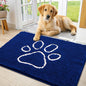 Smiry Dog Door Mat for Muddy Paws, Absorbent Dirt Trapper Non Slip Quick Dry Washable Chenille Mat for Mud Dogs, Entry Rug for Indoor and Outdoor (36x24 Inches, Royal Blue and White)