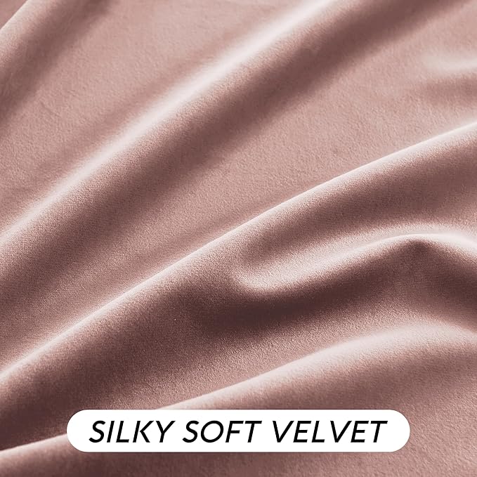 RYB HOME Dusty Pink Velvet Curtains 102 inches with Hook Belt, Soft Fabric Room Darkening Thermal Insulated Luxurious Home Decor Curtains for Living Room Bedroom, W 52" x L 102", 2 Panels Set