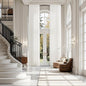 Extra Long Beige White Linen Curtains 132 Inch for Living Room 2 Panels Set Rod Pocket Back Tab Light Filtering Semi Sheer Curtain Privacy Floor to Ceiling High Ceiling Drapes for Farmhouse 52x132