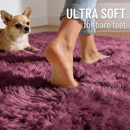 OLANLY 2x6 Machine Washable Runner Rugs for Hallway, Soft Fluffy Shaggy Bedside Rugs for Bedroom, Living Room, Indoor Floor Carpet for Kids Girls Boys, Nursery Rooms, Home Decor Aesthetic, Burgundy