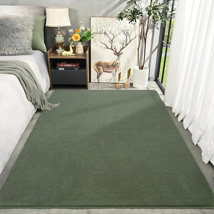 Amearea Large Modern Area Rugs for Bedroom Living Room, 5x8 Feet Sage Green Thickened Memory Foam Rug, Fluffy Indoor Washable Rugs Non Slip Minimalist Carpet for Boys Girls Dorm Nursery Room Decor