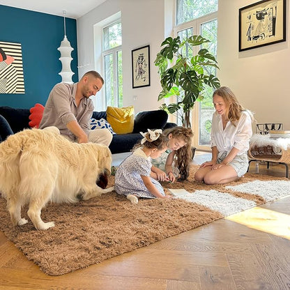 OLANLY 2x8 Machine Washable Runner Rugs for Hallway, Soft Fluffy Shaggy Bedside Rugs for Bedroom, Living Room, Indoor Floor Carpet for Kids Girls and Boys, Nursery Rooms, Home Decor Aesthetic, Khaki