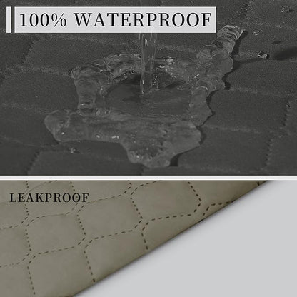 ISSUNTEX Double Protection 100% Waterproof Chair Sofa Cover for Living Room, Reversible Furniture Protector for Dogs, Pets, Kids (Chair, Dark Gray/Beige)