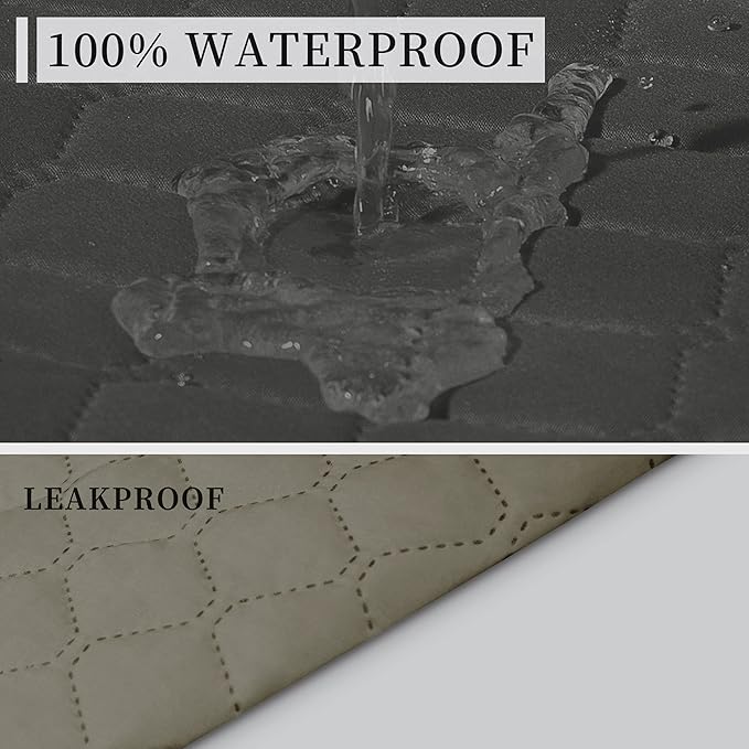 ISSUNTEX Double Protection 100% Waterproof Recliner Covers for Living Room, Reversible Furniture Protector Recliner Couch Sofa Slipcover for Dogs, Pets, Kids (Recliner, Dark Gray/Beige)