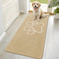 OLANLY Dog Door Mat for Muddy Paws 70x32, Paw Print Design, Absorbs Moisture and Dirt, Absorbent Non-Slip Washable Doormat, Quick Dry Chenille Mud Mat for Dogs, Entry Indoor Entryway Carpet, Beige