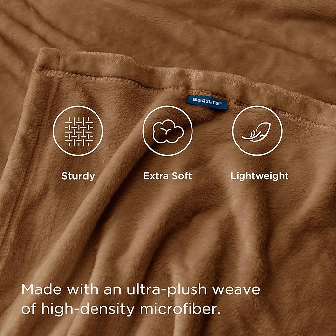 Bedsure GentleSoft Orange Fleece Blankets Queen Size - Bed Blanket Soft Lightweight Plush Fuzzy Cozy Luxury Microfiber, 90x90 inches