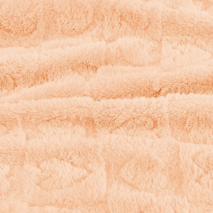 Yurhap Fleece Baby Blanket Heart Checkered, Ultra Soft Cozy Baby Blankets for Girls Boys, Fluffy Infant Toddler Newborn Receiving Gifts for Crib Stroller 30"x40" (Apricot Pink)