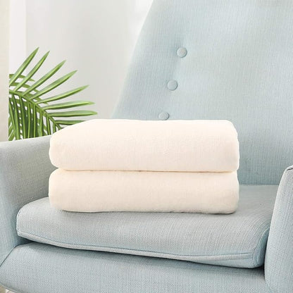 TASTHROW Large Flannel Fleece Throw Blanket, 50×70 Inch - Cozy Lightweight Thick Blanket - All Seasons Suitable for Women, Men and Kids (Creamwhite)