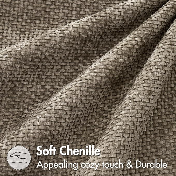 MIULEE Pack of 2 Couch Throw Pillow Covers 18x18 Inch Neutral Khaki Taupe Modern Boho Accent Decorative Pillow Covers Soft Chenille Farmhouse Cushion Covers for Home Decor Bed Sofa Living Room
