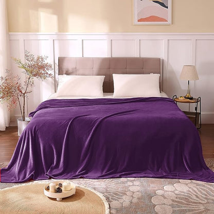 BEDELITE Fleece Blanket King Size Blankets for Bed, Luxury Plush Cozy Fuzzy Blanket 108x90 inches, Super Soft Warm Lightweight Throw Blanket All Seasons Suitable, Purple
