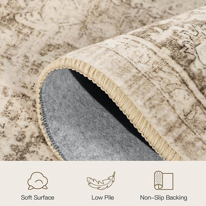 Lofus 4x6 Area Rug for Entryway, Beige Non Slip Area Rugs for Kitchen, Washablee Soft Rugs for Bedroom, Living Room, Tool Room Nursery Kids Room Decor