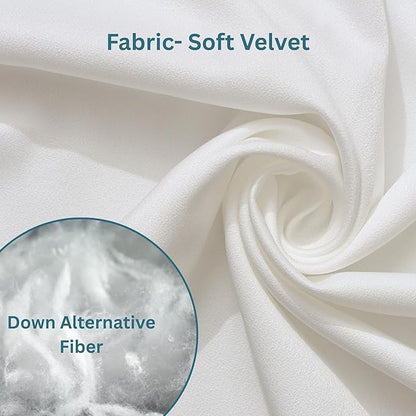 LANE LINEN Synthetic Down Filled Velvet Throw Pillow Inserts Pack of 2 White - 18 x 18 Inches Cushion Inserts for Couch, Bed & Living Room Décor - Indoor Decorative Pillows Made in Canada