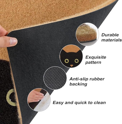 UINI Door Mat Cat Welcome Mat, Black Cat with Green Eyes Doormat, Non-Slip Cat Welcome Mats for Front Door, Outside Entrance, Resist Dirt, 17" x 30"