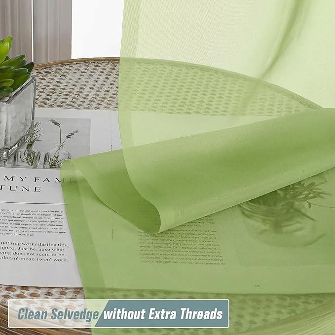 Sheer Curtains 84 Inches Long 2 Panels, Elegant Airy Transparent Light Filtering Window Curtains, Window Drapes for Christmas, Top Dual Rod Pocket Design, Lime, 2x42Wx84L Inches