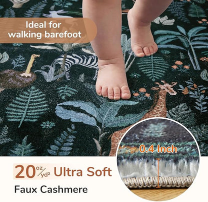 OPPODREAM Animal Soft Area Rugs 5x7, Washable Black Rug with Non Slip Backing, 5 x 7 Faux Cashmere Low-Pile 5x7 Carpet