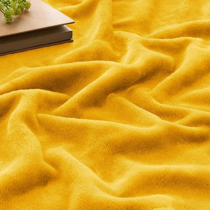 BEDELITE Fleece Blanket Twin Size Yellow Throw Blanket for Couch & Bed, Luxury Plush Cozy Fuzzy Blanket 60x80 inches, Super Soft Warm Lightweight Throw Blanket for Travel Camping