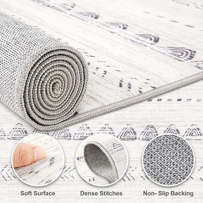 Nakagishi 2X3 Rug Washable Area Rug: Small Soft Boho Farmhouse Neutral Moroccan Non Slip Indoor Low Pile Accent Floor Throw Carpet for Bedroom Bathroom Entryway Kitchen Hallway Closet Home Door - Grey