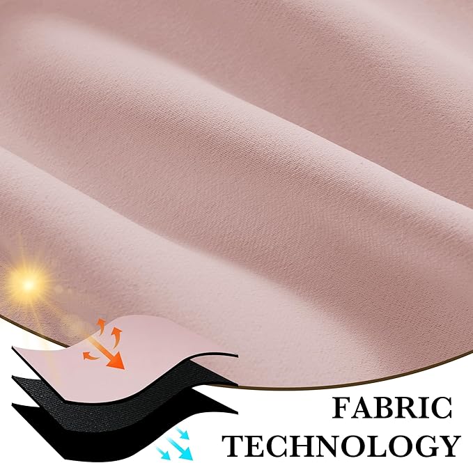 RYB HOME Bedroom Blackout Curtains 63 inches Long, 100% Blackout Thermal Insulated Noise Reducing Curtains for Living Room Nursury, 42 inches Wide by 63 inches Long, Baby Pink