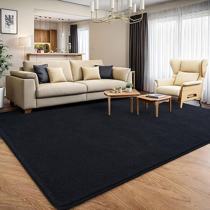AROGAN Modern Shag Area Rug for Bedroom, 4x6 Feet Washable for Living Room, Indoor Floor Carpet, Plush Memory Foam Bedside for Kids Girls Teens Room, Low Pile Decor, Black