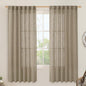 LAMIT Taupe 72 inch Linen Curtains for Living Room 2 Panels, Linen Textured Light Filtering Semi Sheer Back Tab and Rod Pocket Curtain Panels for Bedroom/Farmhouse, 52 x 72 Inch