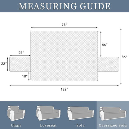 ISSUNTEX Double Protection 100% Waterproof Sofa Covers for Living Room, Couch Covers for 3 Cushion Couch Sofa, Reversible Furniture Protector Sofa Cover for Dogs (Oversized Sofa, Beige/Beige)