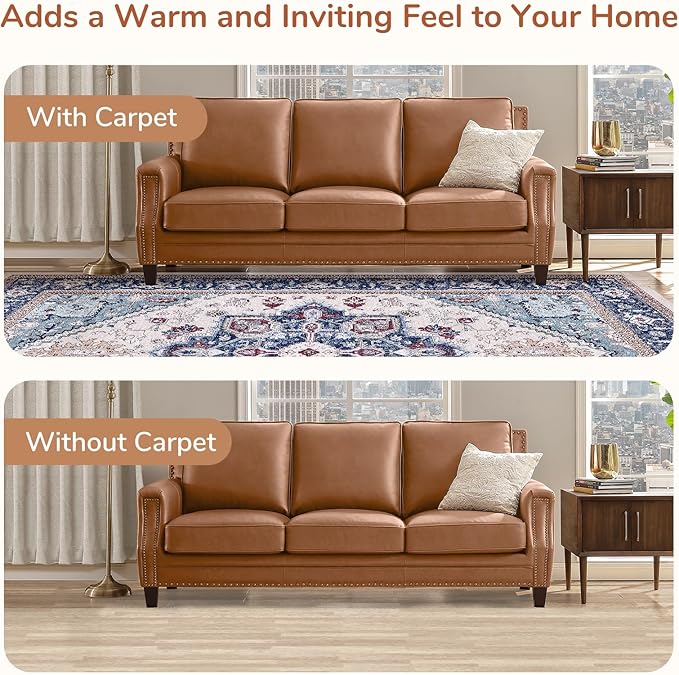 OPPODREAM Soft Entryway Rug 2x6, 2x6 Rug Runner, Washable Hallways Carpet 2 x 6 with Non Slip Backing, Low-Pile Bedside Carpet 2 x 6, Long, Faux Cashmere, Navy Blue & Red & Cream