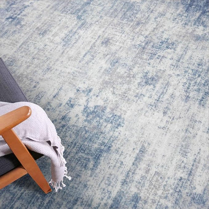 IOHOUZE Abstract Runner Rug 3x10 Ft Washable Runners for Hallways, Non Slip Kitchen Runner Printed Faux Wool Entryway Runner Indoor, Modern Abstract Floor Carpet for Hall Bedroom, Light Blue Grey
