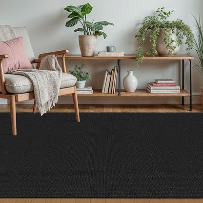 KOZYFLY Rugs for Entryway 3x5 ft Washable Area Rug Non Slip Rubber Backed Entry Rug Woven Indoor Door Mat Cotton Kitchen Rugs Floor Carpet for Entryway, Foyer, Backdoor, Black/Dark Grey