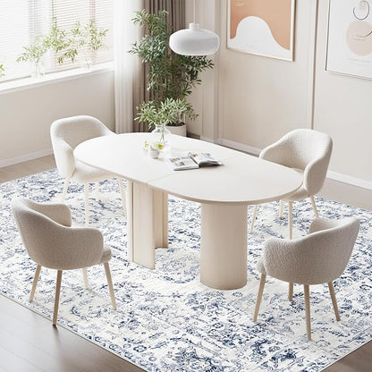 5x7 Area Rugs for Living Room: Washable Rug Vintage Large Rugs Soft Non Slip Low Pile Rug Floral Distressed Floor Carpet for Bedroom Kitchen Nursery Dining Room Home Office (Blue, 5'x7')