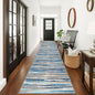 Lansny Modern Abstract Runner Rug 3x18, Blue Washable Long Kitchen Runner Non-Slip Soft Hallway Rug Runner Ultra Thin Print Faux Wool Carpet for Entryway Bedroom Laundry Room Indoor Home Decor