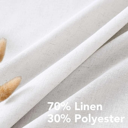 H.VERSAILTEX Natural Effect Extra Long Semi Sheer Curtains Made of Linen Mixed Rich Material, Nickel Grommet Window Panel Drapes (Set of 2, 52 by 108 Inch, Heathered White)