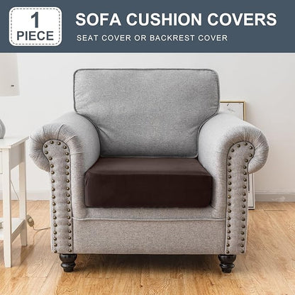 Couch Cover Stretch Velvet Sofa Cushion Cover 1-Piece - Elastic Washable Slipcover for Seat or Backrest, Couch Seat Covers for Sofas (Coffee)