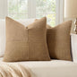 MIULEE Brown Decorative Throw Pillow Covers 20x20 Inch for Couch Bed Sofa Pack of 2 Boho Farmhouse Throw Pillows Soft Cross Corduroy Patchwork Textured Cushion Cases