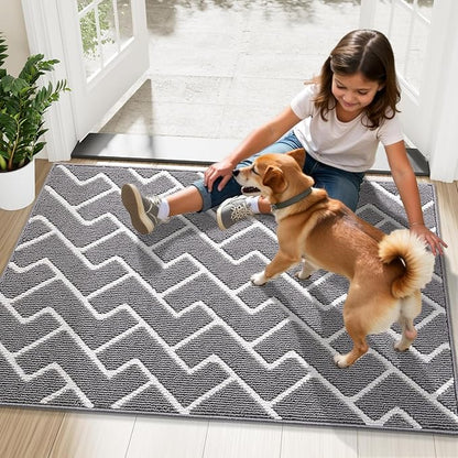 OLANLY Front Door Mat, Non-Slip Rubber Backing, Dirt Resistant and Absorbent, Washable, Easy to Clean Low-Profile Indoor Doormat for Back Door, Entryway, Inside Entrance, 59x35, Grey