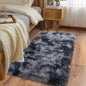 Ultra Soft Runner Rugs for Bedroom Hallways with Upgraded Non-Slip Rubber Backing & Thick Memory Sponge, 2x4 Feet Fluffy Shag Throw Area Rug for Bedside Dorm Tie-dye Dark Grey