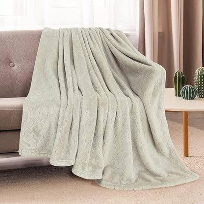 TOONOW Fleece Blanket Super Soft Cozy Throw Blanket 50" x 60", Lightweight Fuzzy Comfy Textured Flannel Blanket Warm Plush Throw Blankets for Couch, Sofa, Bed, Pumice Stone