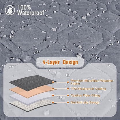 VANSOFY Waterproof Recliner Couch Covers, Sofa Covers 1-Piece Washable Reclining Sofa Cover Non-Slip Furniture Protector with Elastic Straps Pocket for Dogs, Pets(Dark Gray,2 Seater)