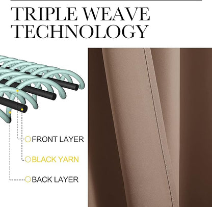 NICETOWN Light Reducing Grommet Curtains - Tripe Woven Textured Soft Curtain Panels for Living Room Window Treatment Drapes (2 Panels, W42 x L95, Cappuccino)