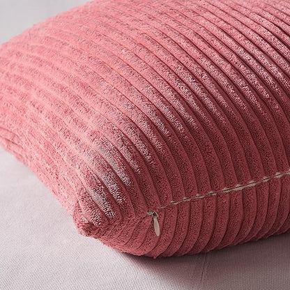Topfinel Pink Throw Pillow Covers 16x16 Inch Set of 4,Soft Farmhouse Corduroy Decorative Cushion Cover,Square Cute Pillow Case for Gril's Bedroom Couch Sofa Living Room,Spring Series Home Decor