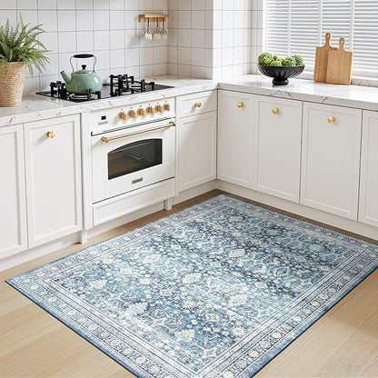 Lofus 3x5 Area Rug for Entryway,Blue Non Slip Area Rugs for Kitchen, Washablee Soft Rugs for Bedroom, Living Room, Tool Room Nursery Kids Room Decor