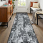 Washable Area Rugs 2'x8' Non-Slip Modern Abstract Soft for Living Room Entryway Bedroom Nursery, Print Pattern, Black Navy Blue Gray