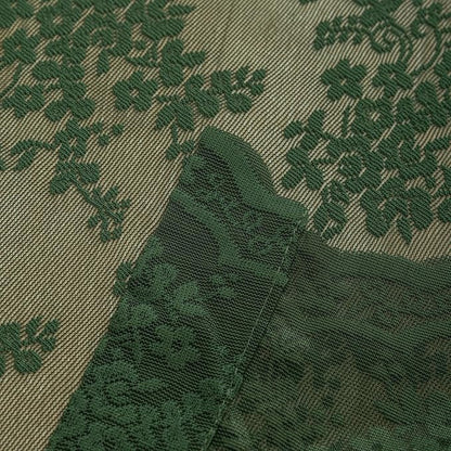 YJ YANJUN Vintage Lace Curtains 72 Inches Long-Victorian Floral Pattern Dark Olive Green Sheer Curtain Panels for Living Room Bathroom Spring Embroidered Drapes Light Filtering 2 Panels 52W x 72L