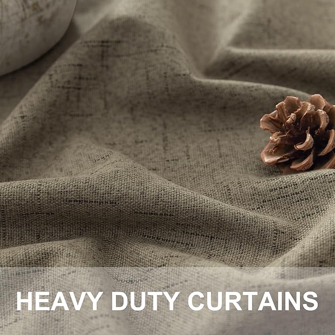 Brown Extra Long Blackout Curtains 108 Inch Long 9ft Back Tab Pocket Light Brown Linen Textured Curtain Drape for Living Room Bedroom Sliding Door Patio Boho Farmhouse Decor 52x108 Length 2 Panels Set