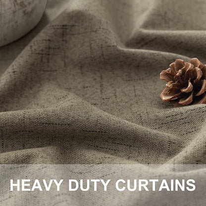 Brown Extra Long Blackout Curtains 108 Inch Long 9ft Back Tab Pocket Light Brown Linen Textured Curtain Drape for Living Room Bedroom Sliding Door Patio Boho Farmhouse Decor 52x108 Length 2 Panels Set