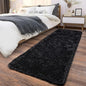 Soft Runner Rugs for Bedroom Hallways, 2x6 Black Fluffy Shag Throw Area Rug Non Slip for Bedside Dorm, Long Shaggy Furry Carpet for Nursery Living Room