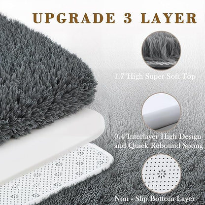 Rugs for Living Room 5x8, Alfombras para Salas Shag Large Plush Soft Area Rug, Shaggy Carpets for Bedroom, Kids Boys Girls Home Decor Aesthetic (Dark Grey, 5 x 8 Feet)