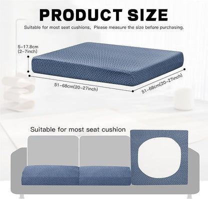 8Pcs Outdoor Cushion Covers,Patio Cushion Covers,Stretch Elastic Slipcovers,Replacement Washable & Reusable Furniture Protector for Patio Couch,Jacquard Textured Twill Fabric(Grey Blue)