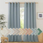 NICETOWN Thick Stone Blue Linen Curtains for Kids Room, Grommet Semi Sheer Linen Blend Curtains & Drapes Privacy Added with Light Filtering for Bedroom/Living Room, W55 x L120, 2 Panels